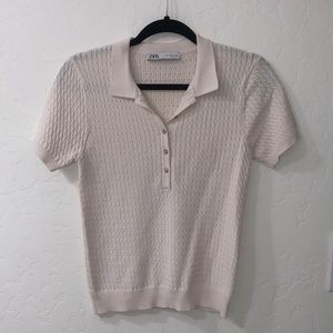 Medium Zara Cream Knitted Top with Crystal Buttons
